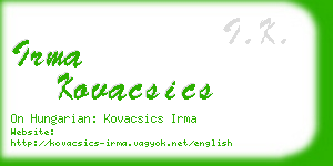 irma kovacsics business card